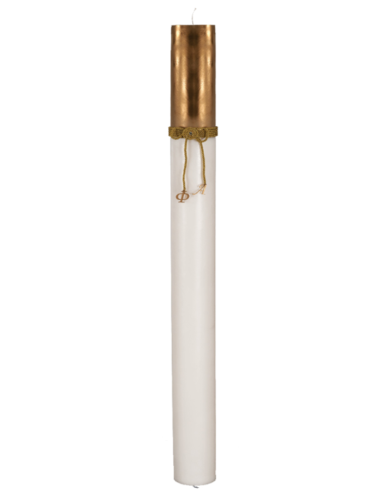 Λαμπάδα Γάμου Μασίφ Βαμμένο Κερί  12 Χ 140 cm Με Κορδόνι και Μονόγραμμα