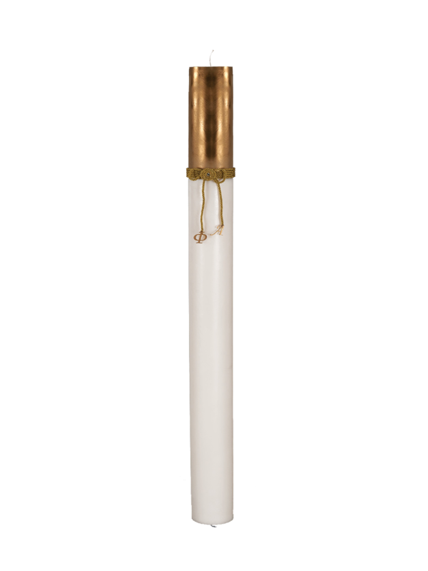 Λαμπάδα Γάμου Μασίφ Βαμμένο Κερί  12 Χ 140 cm Με Κορδόνι και Μονόγραμμα