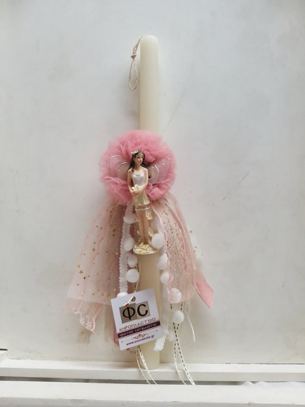 Easter White Round Candle Fairy
