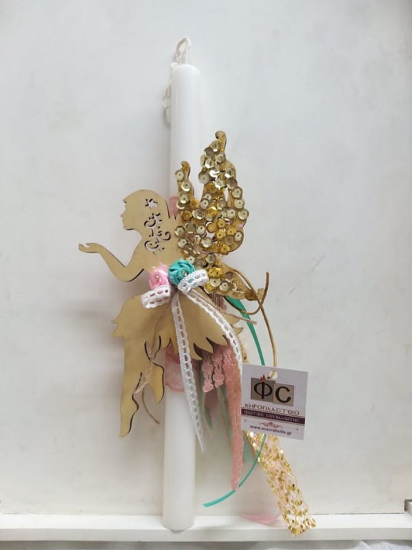 Easter White Round Candle Fairy With Strass