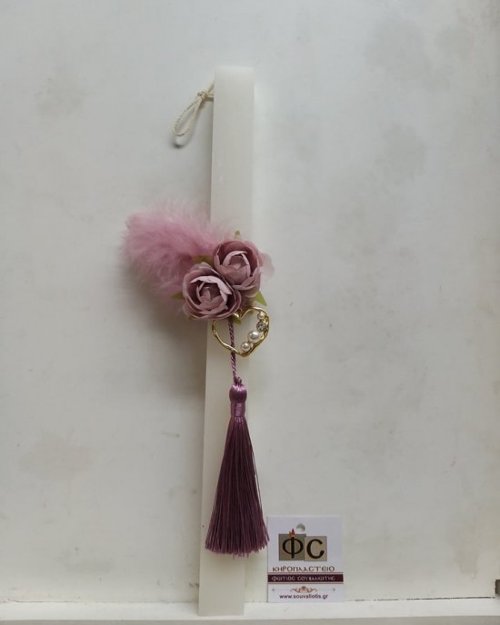 Easter Candle With Roses And Jewelry