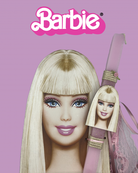 Πασχαλινή Λαμπάδα με ξύλινη βάση "Barbie"