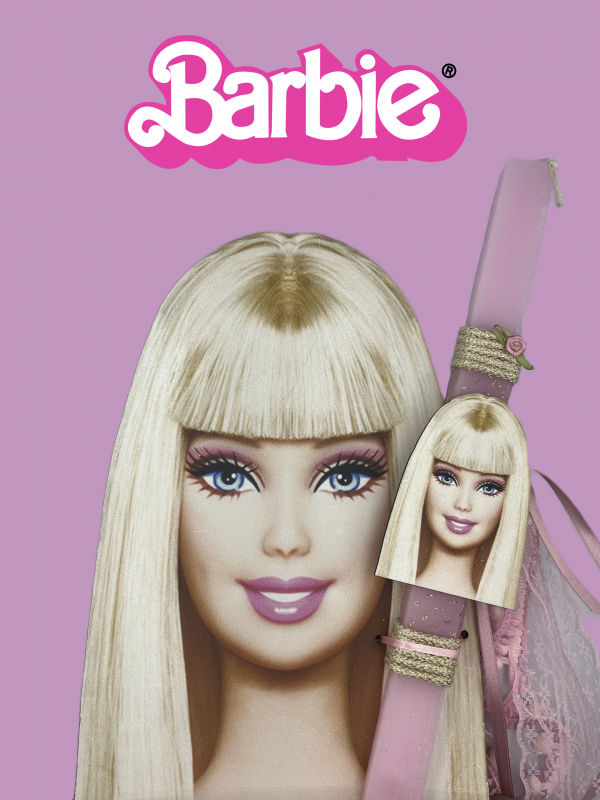 Πασχαλινή Λαμπάδα με ξύλινη βάση "Barbie"