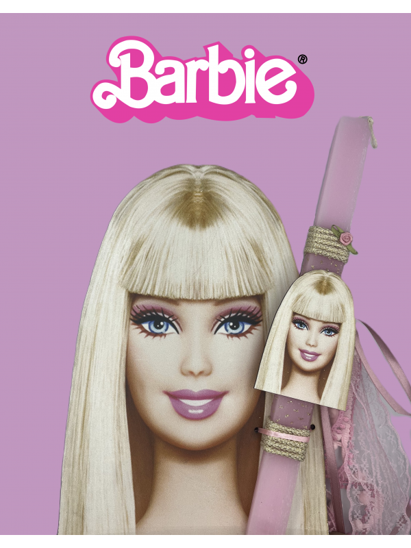 Πασχαλινή Λαμπάδα με ξύλινη βάση "Barbie"