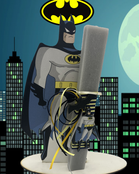 Easter Candle  with wooden base "Batman"